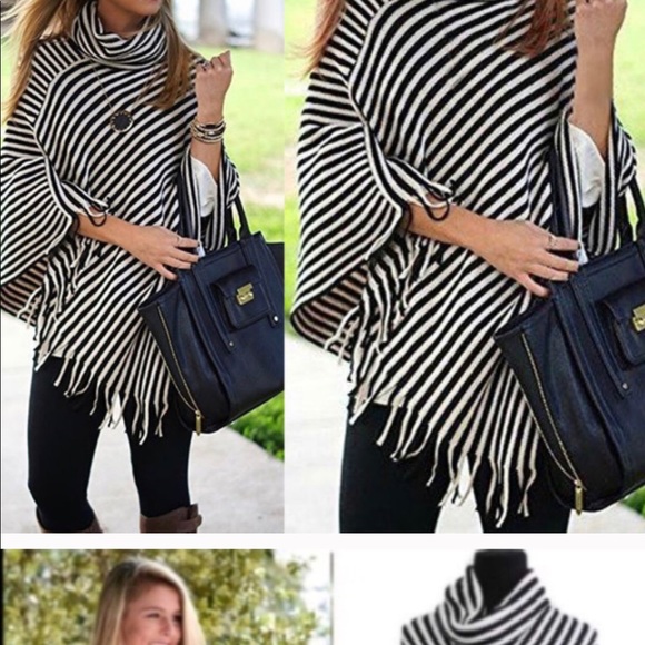 Sweaters - Stripe Poncho....LAST ONE....HURRY